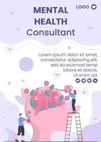 Ilustración de diseño plano de plantilla de volante de consultor de atención de salud mental editable de fondo cuadrado para redes sociales, tarjetas de felicitación y web vector