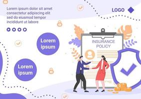 Insurance Policy Brochure Template Flat Design Illustration Editable of Square Background for Social media, Feed, Greeting Card and Web vector