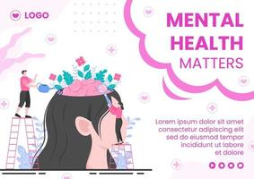 Mental Health Care Brochure Template Flat Design Illustration Editable of Square Background for Social media, Greeting Card and Web vector