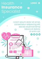 Health Care Flyer Template Flat Design Illustration Editable of Square Background for Social media, Greeting Card and Web vector