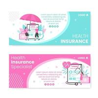 Health Care Banner Template Flat Design Illustration Editable of Square Background for Social media, Greeting Card and Web vector