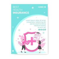 Health Care Poster Template Flat Design Illustration Editable of Square Background for Social media, Greeting Card and Web vector