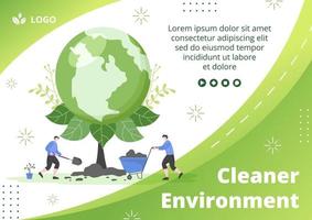 Save Planet Earth Brochure Template Flat Design Environment With Eco Friendly Editable Illustration Square Background to Social Media or Greeting Card vector