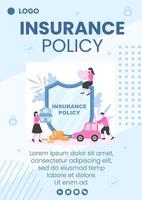 Insurance Policy Flyer Template Flat Design Illustration Editable of Square Background to Social media, Greeting Card or Web vector