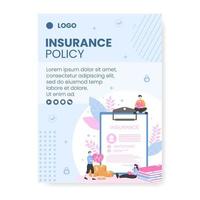 Insurance Policy Poster Template Flat Design Illustration Editable of Square Background to Social media, Greeting Card or Web vector