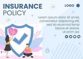 Insurance Policy Brochure Template Flat Design Illustration Editable of Square Background to Social media, Greeting Card or Web vector