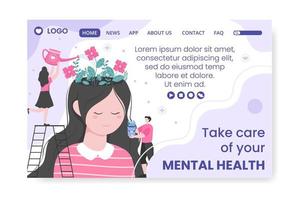 Mental Health Care Consultant Landing Page Template Flat Design Illustration Editable of Square Background for Social media, Greeting Card and Web vector