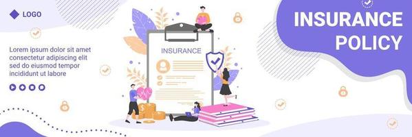 Insurance Policy Cover Template Flat Design Illustration Editable of Square Background for Social media, Feed, Greeting Card and Web vector