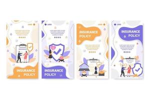 Insurance Policy Stories Template Flat Design Illustration Editable of Square Background for Social media, Feed, Greeting Card and Web vector