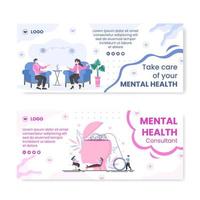 Ilustración de diseño plano de plantilla de banner de atención de salud mental editable de fondo cuadrado para redes sociales, tarjetas de felicitación y web vector