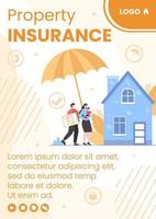 Property and Home Insurance Flyer Template Flat Design Illustration Editable of Square Background for Social media, Greeting Card or Web vector