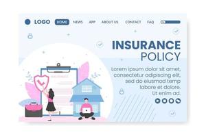 Insurance Policy Landing Page Template Flat Design Illustration Editable of Square Background to Social media, Greeting Card or Web vector