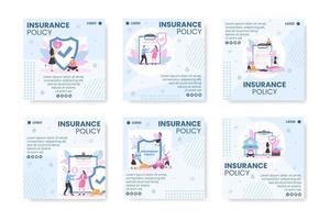 Insurance Policy Post Template Flat Design Illustration Editable of Square Background to Social media, Greeting Card or Web vector