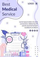 Plantilla de volante de chequeo médico Ilustración de diseño plano de atención médica editable de fondo cuadrado para redes sociales, tarjetas de felicitación o web vector