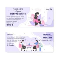 Ilustración de diseño plano de plantilla de banner de consultor de atención de salud mental editable de fondo cuadrado para redes sociales, tarjetas de felicitación y web vector