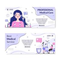 chequeo médico plantilla de banner cuidado de la salud diseño plano ilustración editable de fondo cuadrado para redes sociales, tarjetas de felicitación o web vector