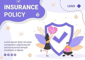 Insurance Policy Brochure Template Flat Design Illustration Editable of Square Background for Social media, Feed, Greeting Card and Web vector