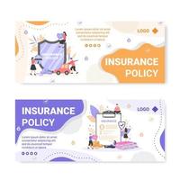 Insurance Policy Banner Template Flat Design Illustration Editable of Square Background for Social media, Feed, Greeting Card and Web vector