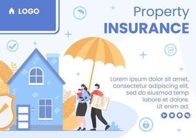 Property and Home Insurance Brochure Template Flat Design Illustration Editable of Square Background for Social media, Greeting Card or Web vector