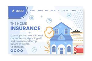 Property and Home Insurance Landing Page Template Flat Design Illustration Editable of Square Background for Social media, Greeting Card or Web vector