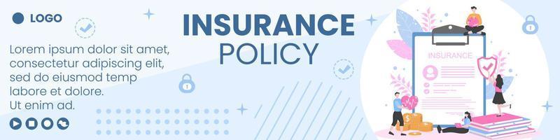 Insurance Policy Banner Template Flat Design Illustration Editable of Square Background to Social media, Greeting Card or Web vector