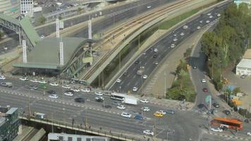 Aerial shot of Tel Aviv busy traffic