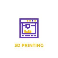 Icono de impresora 3D, estilo lineal vector