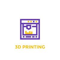 3d printer icon, linear style vector