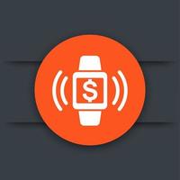 Payment with smart watch icon, contactless paying, vector illustration