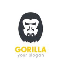 gorilla head logo element over white, vector illustration