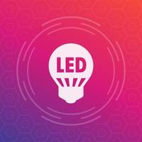 led light bulb icon, energy saving technology vector sign