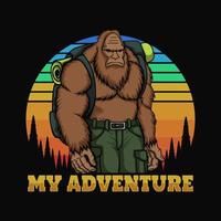 Ilustración de vector retro de aventura de Bigfoot