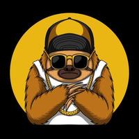 Sloth cool accessories gold vector illustration