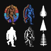 Bigfoot walking set vector illustration