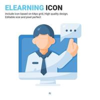 vector de icono de consultoría en línea con estilo de color plano aislado sobre fondo blanco. ilustración vectorial concepto de icono de símbolo de signo de elearning para negocios, finanzas, industria, empresa, web y proyecto