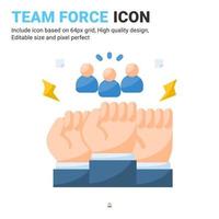 vector de icono de fuerza de equipo con estilo de color plano aislado sobre fondo blanco. ilustración vectorial concepto de icono de símbolo de signo de trabajo en equipo para negocios, finanzas, industria, empresa, aplicaciones, web y todos los proyectos