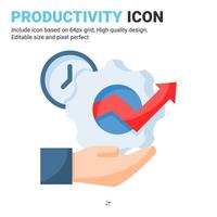 Productivity icon vector with flat color style isolated on white background. Vector illustration progress sign symbol icon concept for business, finance, industry, company, apps, web and project