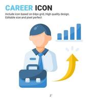 Career icon vector with flat color style isolated on white background. Vector illustration record of service sign symbol icon concept for business, finance, industry, company, apps, web and project