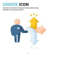 Choice icon vector with flat color style isolated on white background. Vector illustration target, selection sign symbol icon concept for business, finance, industry, company, apps, web and project