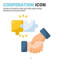 Cooperation icon vector with flat color style isolated on white background. Vector illustration partnership sign symbol icon concept for business, finance, industry, company, apps, web and project