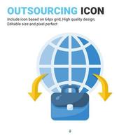 Outsourcing icon vector with flat color style isolated on white background. Vector illustration outsource sign symbol icon concept for business, finance, industry, company, apps, web and project