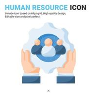 Human resources icon vector with flat color style isolated on white background. Vector illustration worker, employee, laborer sign symbol icon concept for business, finance, industry and project