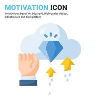 Motivation icon vector with flat color style isolated on white background. Vector illustration target, goals sign symbol icon concept for business, finance, industry, company, apps, web and project