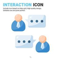 vector de icono de interacción con estilo de color plano aislado sobre fondo blanco. ilustración vectorial concepto de icono de símbolo de signo de comunicación para negocios, finanzas, industria, empresa, aplicación, web y proyecto