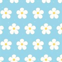 White flowers seamless pattern on blue background vector