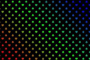 Illuminating poker shapes pattern background vector