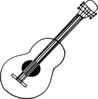 icono de guitarra. doodle dibujado a mano. , escandinavo, nórdico, minimalismo monocromo instrumento musical cuerdas de música vector