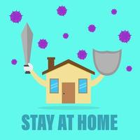 Illustration vector design of staying at home for avoiding from virus