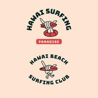 insignia del logotipo del club de surf vintage. ilustración vectorial hecha a mano vector