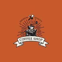 Vintage Logo Coffee Shop. Hand made Vector Illustration